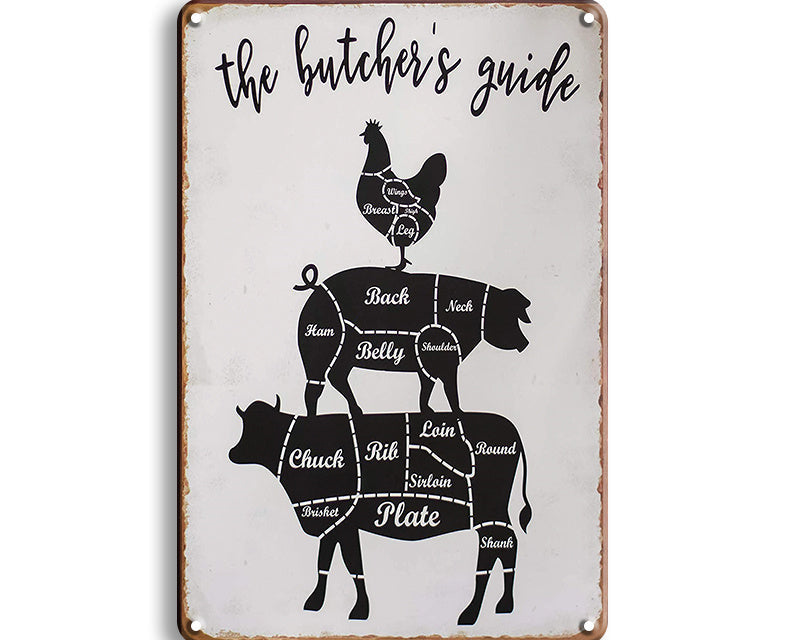 Metalen wandbord | The butcher's guide |