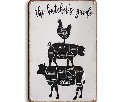 Metalen wandbord | The butcher's guide |