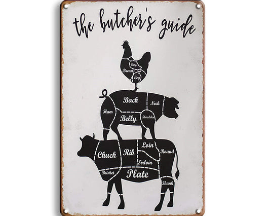 Metalen wandbord | The butcher's guide |