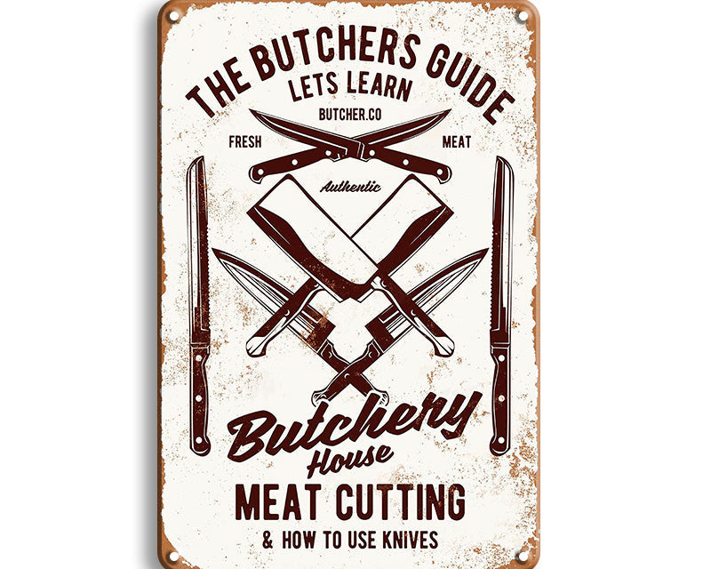 Metalen wandbord | The butchers guide | Lets learn |
