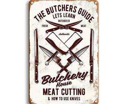 Metalen wandbord | The butchers guide | Lets learn |