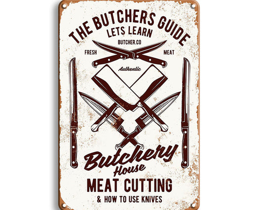 Metalen wandbord | The butchers guide | Lets learn |