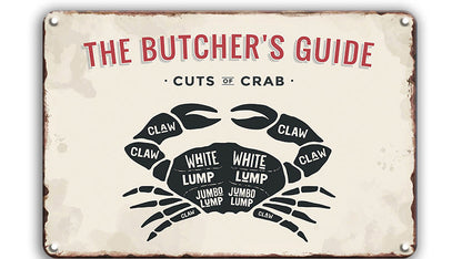 Metalen wandbord | The butcher's guide | Cuts of crab |