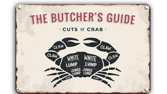 Metalen wandbord | The butcher's guide | Cuts of crab |