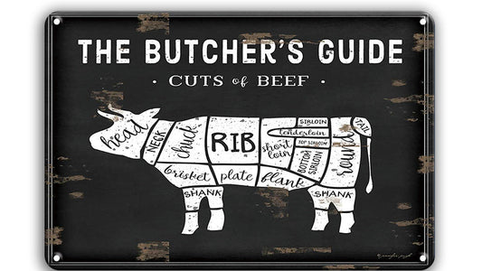 Metalen wandbord | The butcher's guide | Cuts of beef |