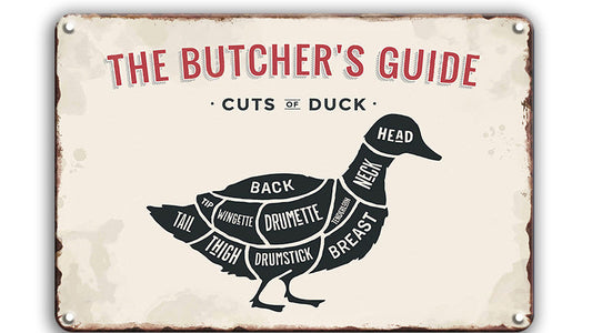 Metalen wandbord | The butcher's guide | Cuts of duck |