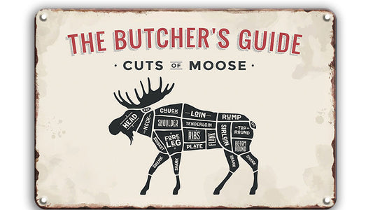 Metalen wandbord | The butcher's guide | Cuts of moose |