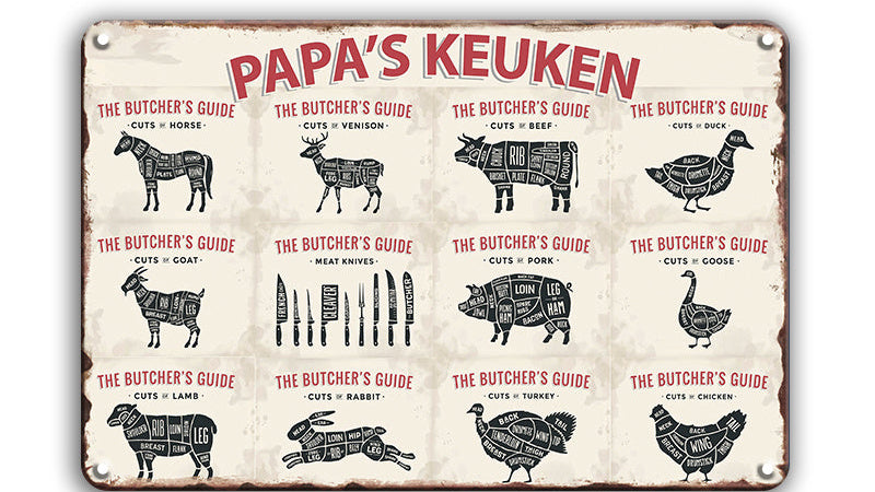 Metalen wandbord | Papa's keuken |