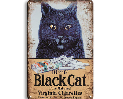 Metalen wandbord | Black Cat |