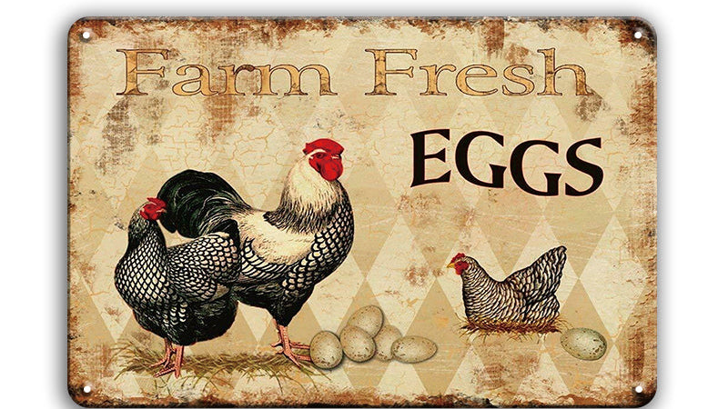 Metalen wandbord | Farm fresh eggs |