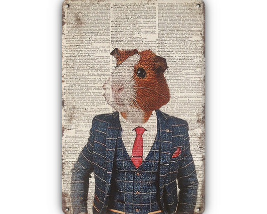 Metalen wandbord | Hamster in pak |