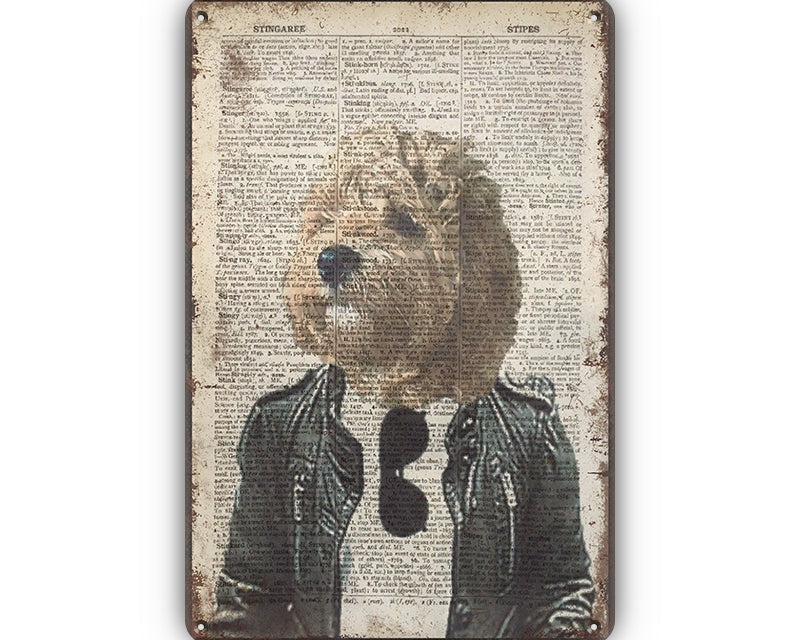 Metalen wandbord | Hond met zonnebril |