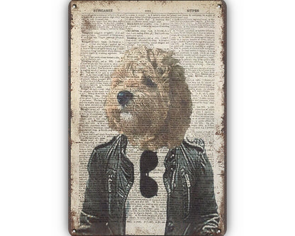 Metalen wandbord | Hond met zonnebril |