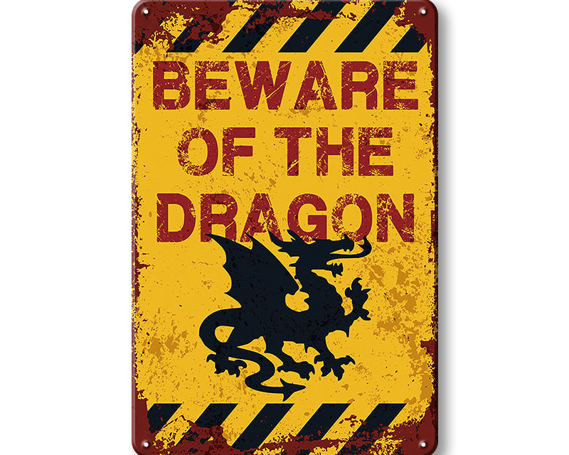 Metalen wandbord | Beware of the dragon |