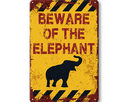 Metalen wandbord | Beware of the elephant |
