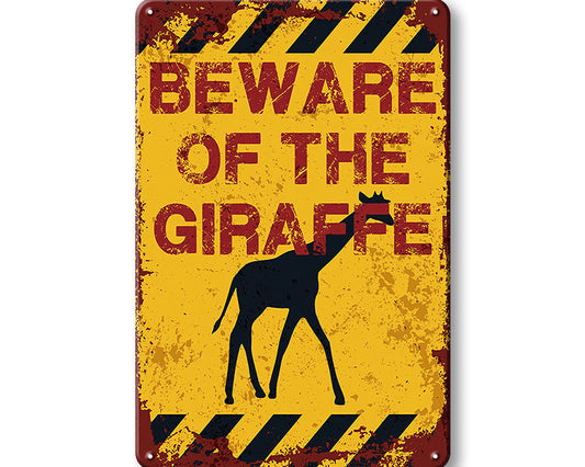 Metalen wandbord | Beware of the giraffe |