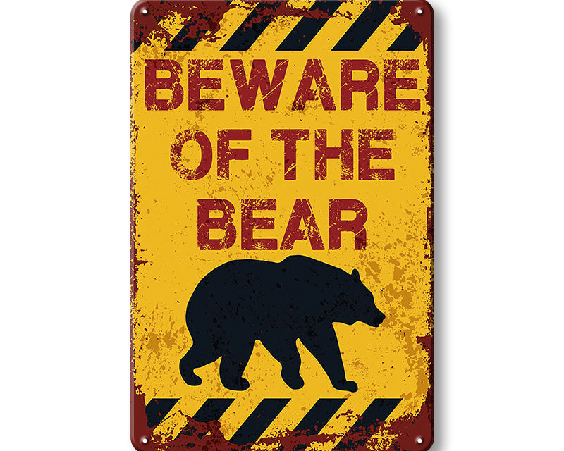 Metalen wandbord | Beware of the bear |