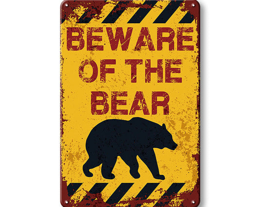Metalen wandbord | Beware of the bear |