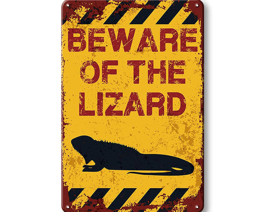 Metalen wandbord | Beware of the lizard |