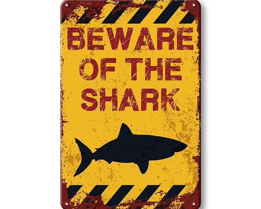 Metalen wandbord | Beware of the shark |