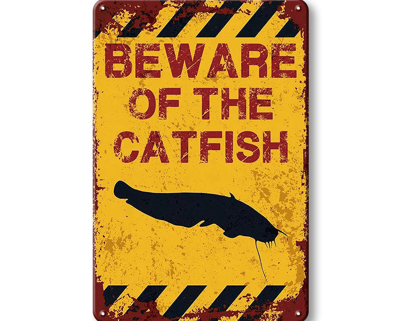 Metalen wandbord | Beware of the catfish |