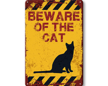 Metalen wandbord | Beware of cat #2 |