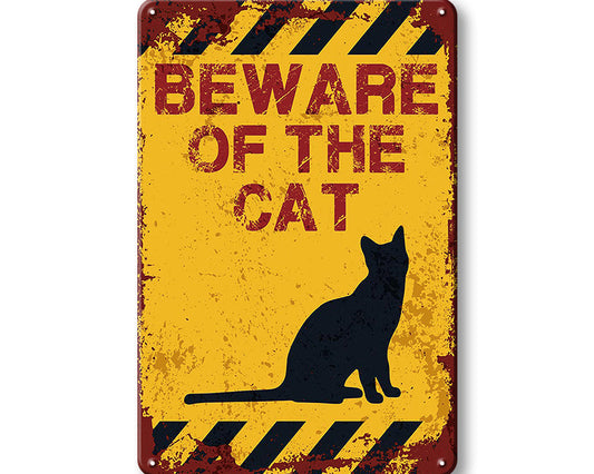 Metalen wandbord | Beware of cat #2 |