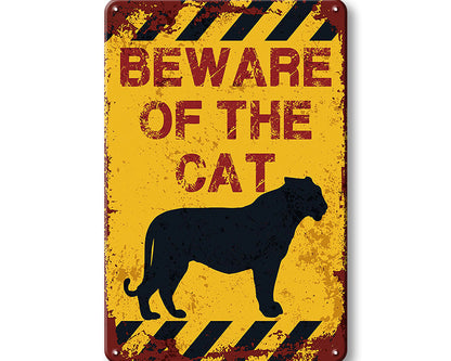 Metalen wandbord | Beware of the cat |