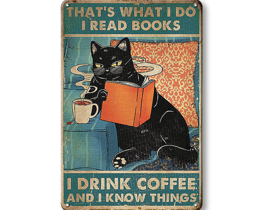 Metalen wandbord | That's what I do I read book | I drink coffe and I know things |