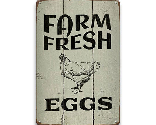 Metalen wandbord | Farm fresh eggs |