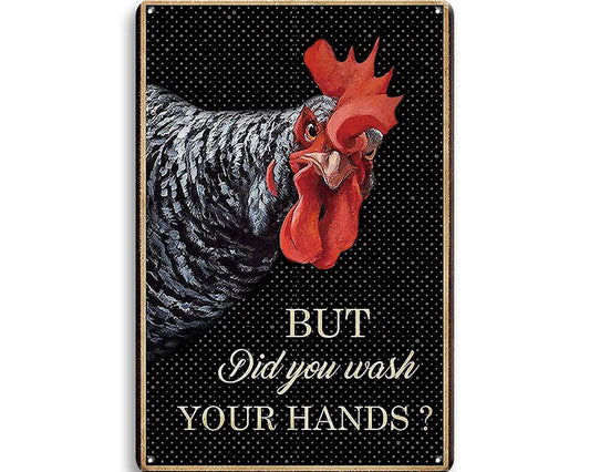 Metalen wandbord | But did you wash your hands? |