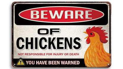 Metalen wandbord | Beware of chickens #2 |