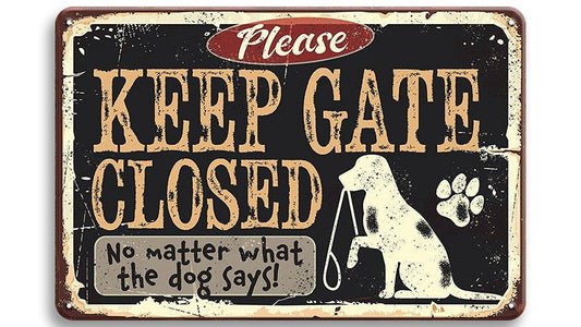 Metalen wandbord | Keep gate closed |