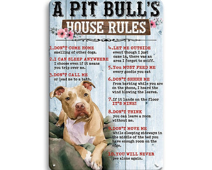Metalen wandbord | A pit bull's | House Rules |
