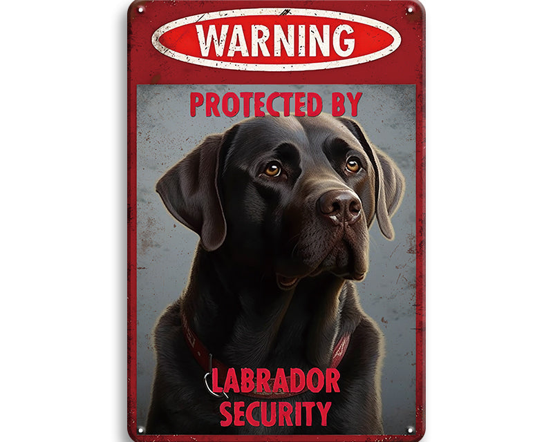 Metalen wandbord | Warning | Protected by labrador security |