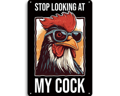 Metalen wandbord | Stop looking at my cock |