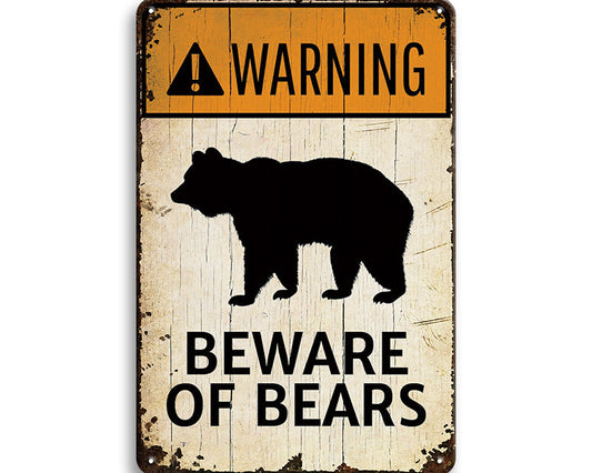 Metalen wandbord | Warning | Beware of bears |