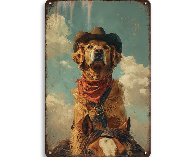 Metalen wandbord | Hond met hoed |