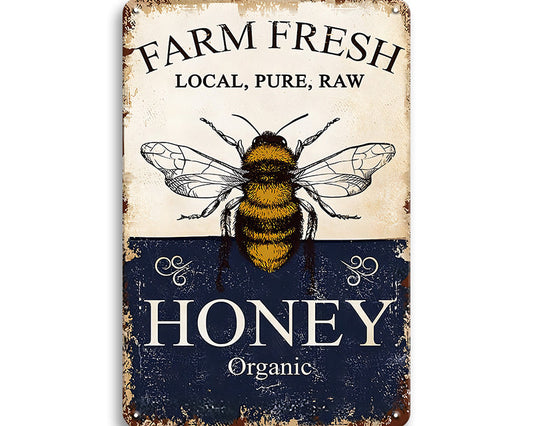 Metalen wandbord | Farm fresh honey |