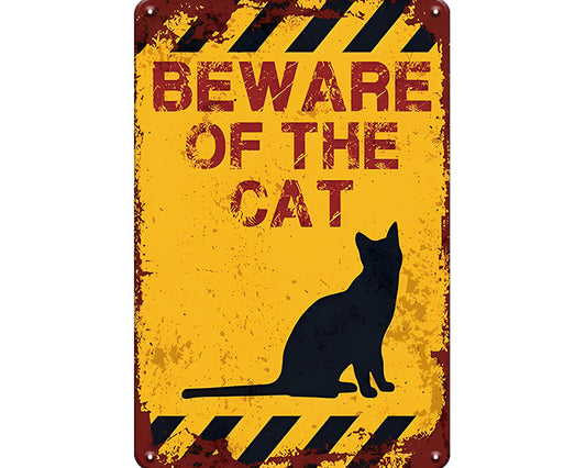 Metalen wandbord | Beware of the cat |