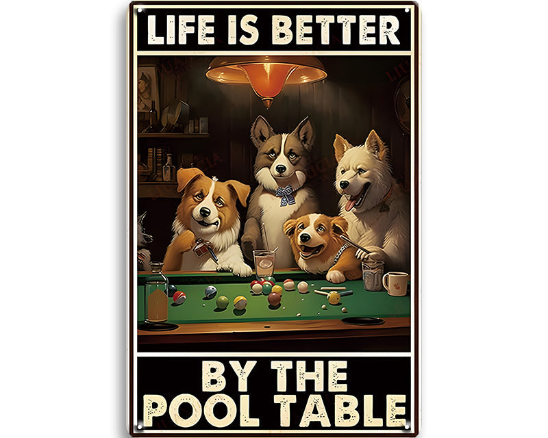 Metalen wandbord | Life is better by the pool table |