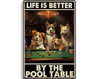 Metalen wandbord | Life is better by the pool table |