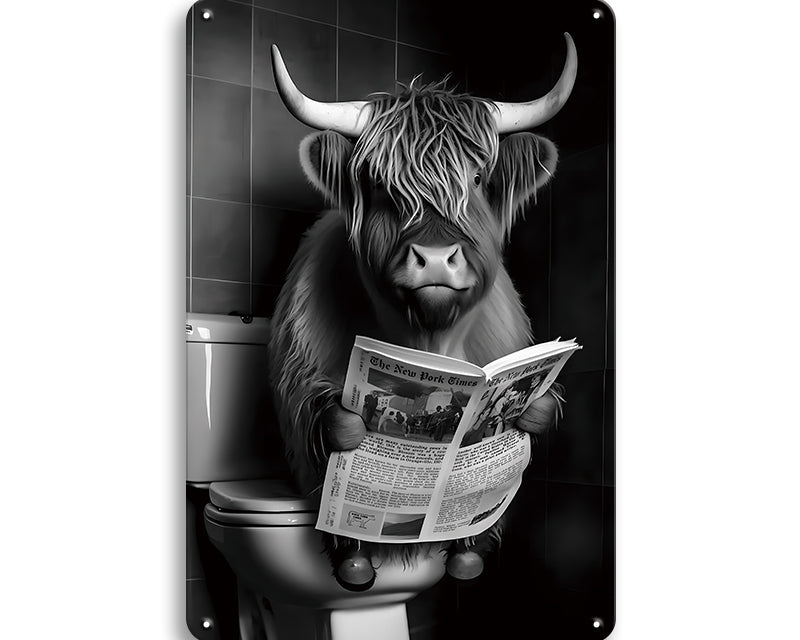 Metalen wandbord | Bizon met krant #2 |