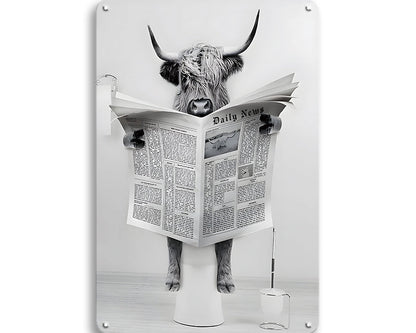 Metalen wandbord | Bizon met krant |