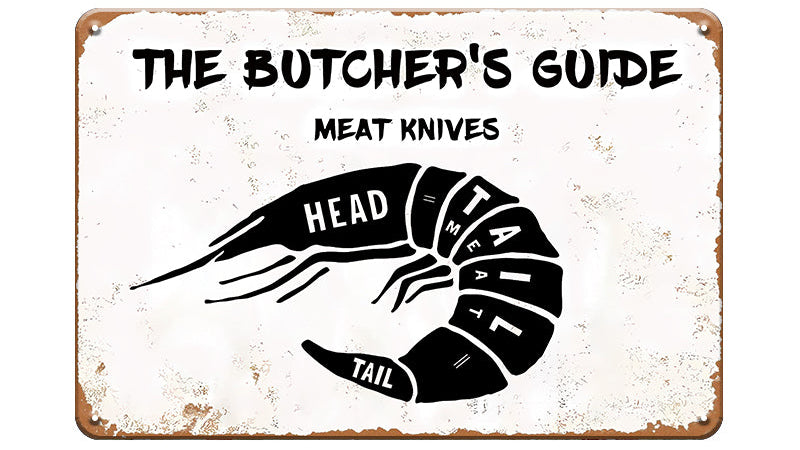 Metalen wandbord | The butcher's guide | Meat knives |