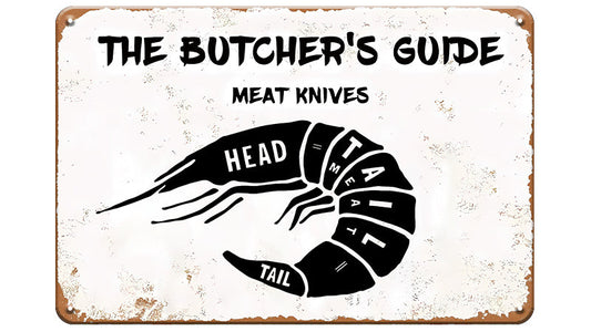 Metalen wandbord | The butcher's guide | Meat knives |