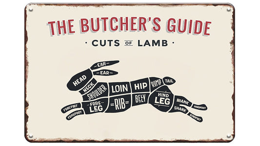 Metalen wandbord | The butcher's guide | Cuts of lamb |
