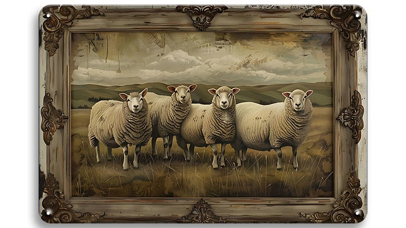 Metalen wandbord | Kudde schapen |