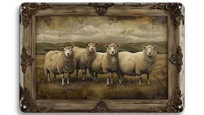 Metalen wandbord | Kudde schapen |