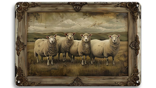 Metalen wandbord | Kudde schapen |